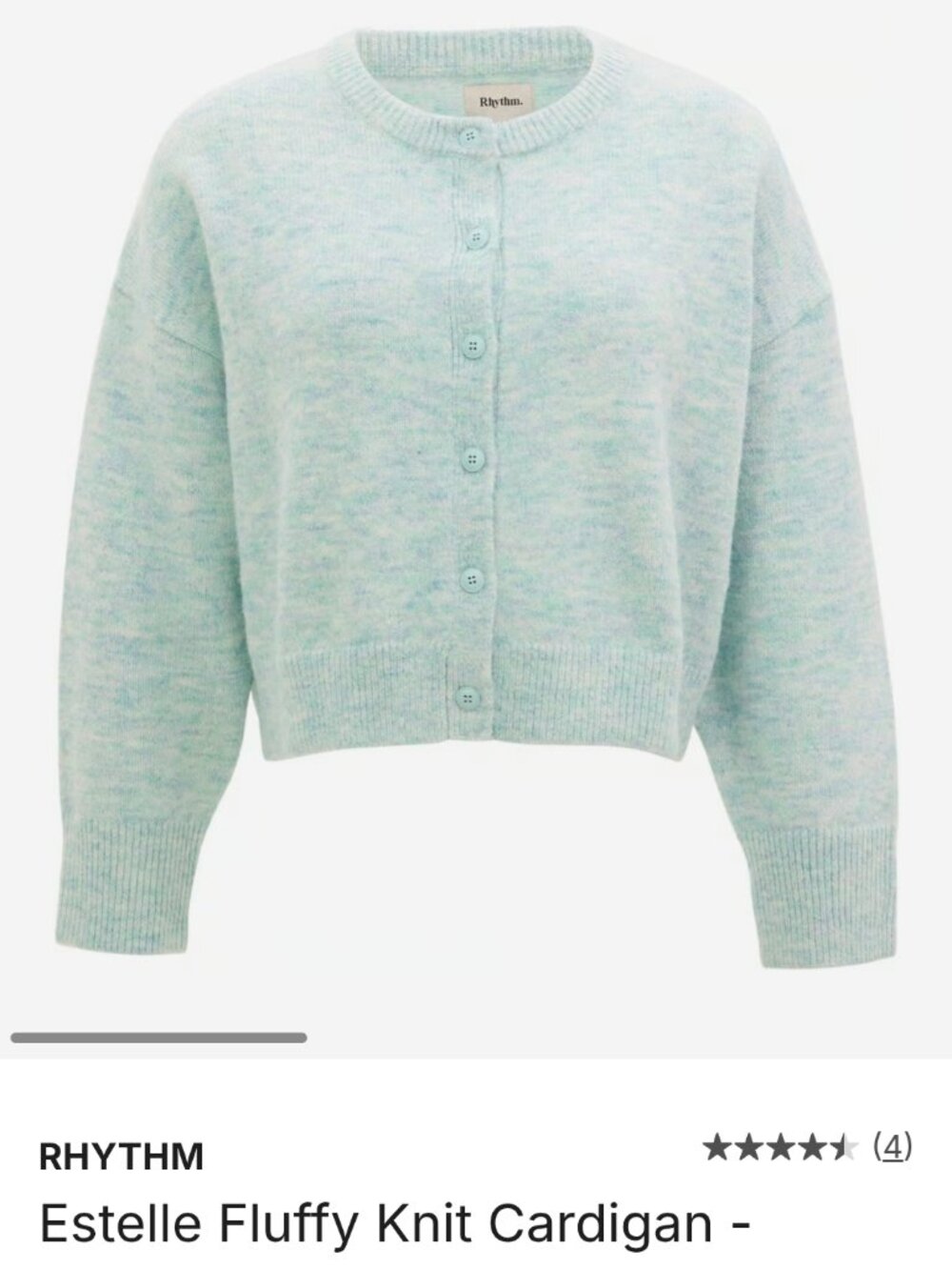 Rhythm Estelle Fluffy Knit Cropped Cardigan Light Blue BNWT Size XL Womens